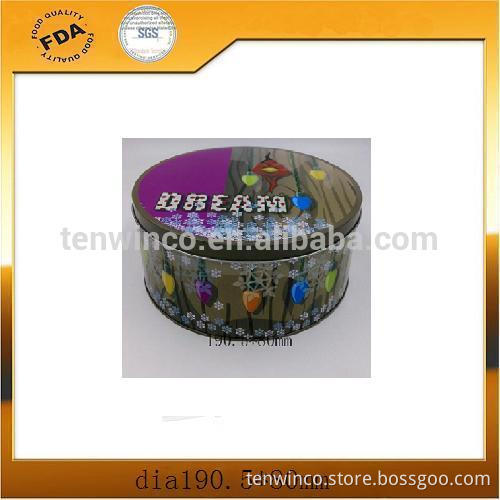 Round Christmas Hampwer Gift Tin Boxes,Cartoon Printed Cracker Tin Boxes